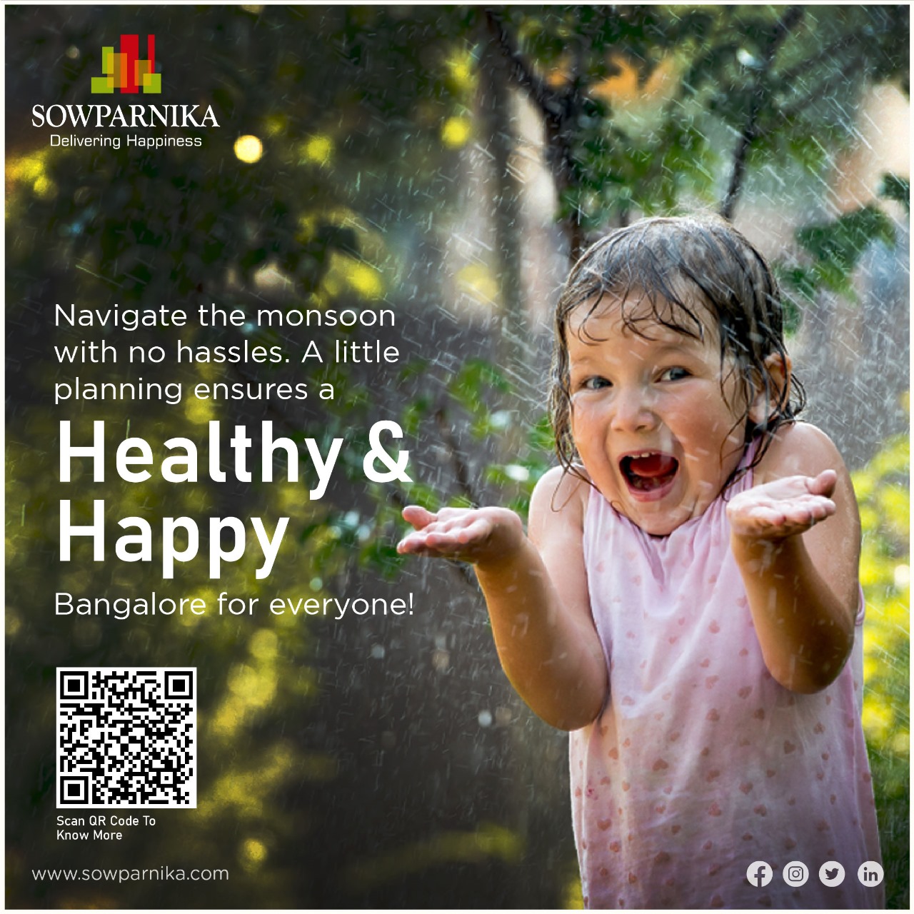 Rain falling on a lush green Bangalore park, highlighting the city's greenery after the rains