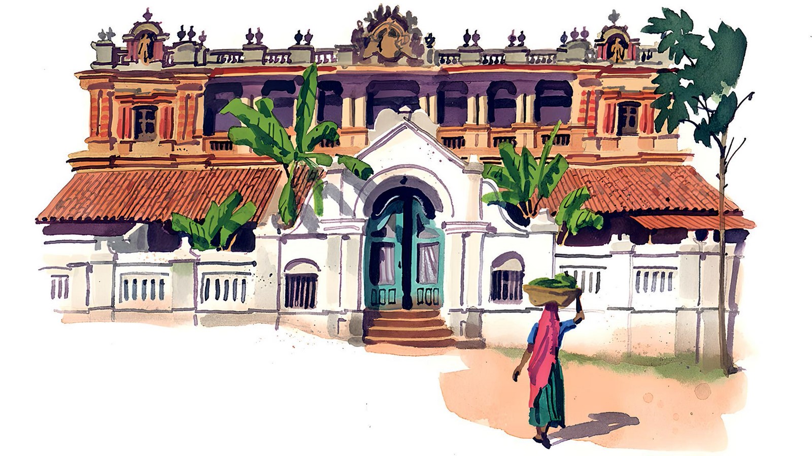 Design features of a Chettinad house highlighting its unique architectural style
