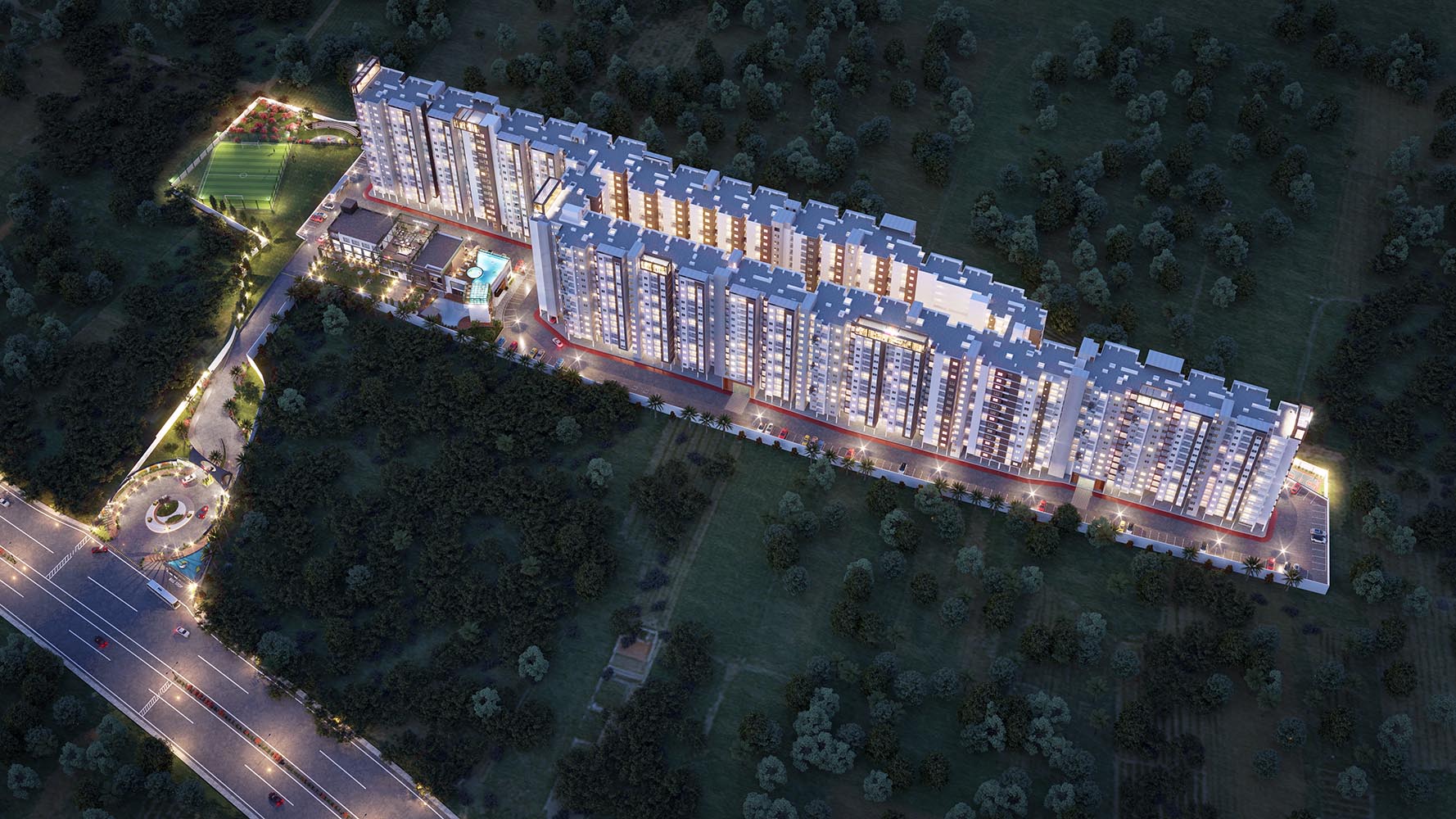 Beautiful evening view of Whitefield, Bangalore, showcasing urban development
