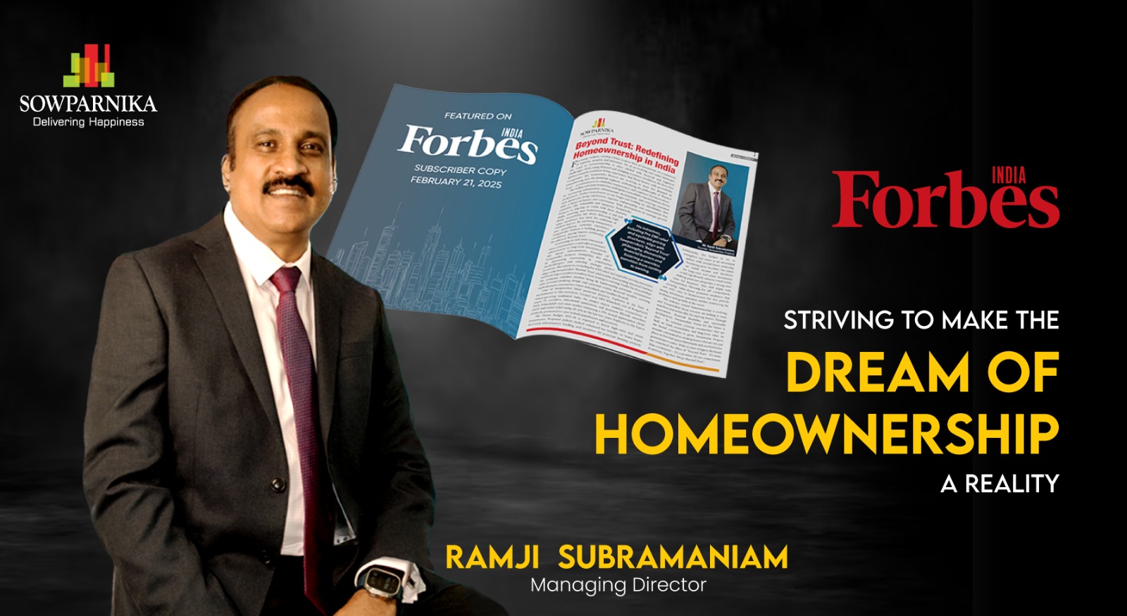 Forbes article featuring Sowparnika Projects - Redefining Homeownership in India