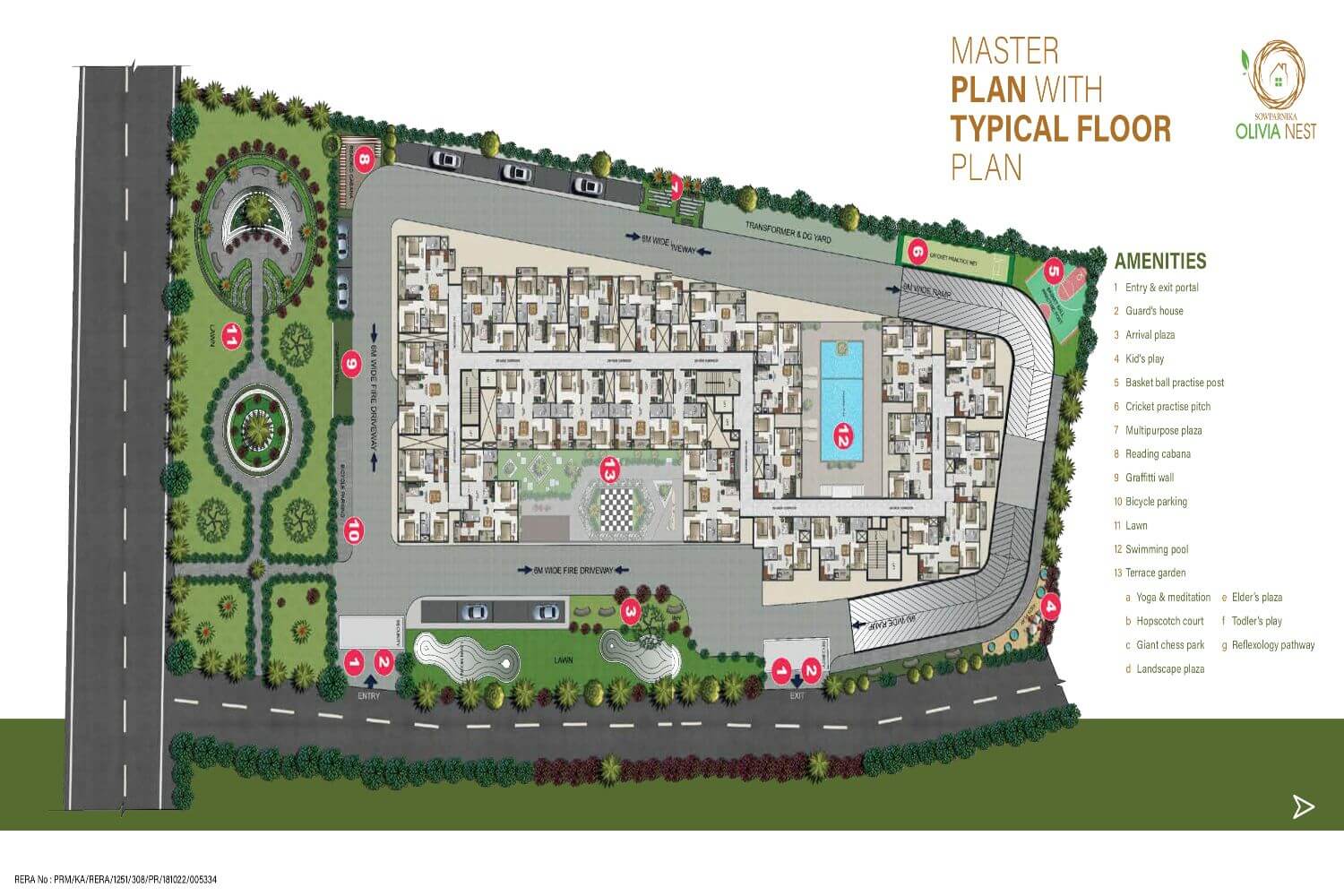 Sowparnika-Olivia-Nest Master Plan with Typical Floor Plan Sarjapur Road