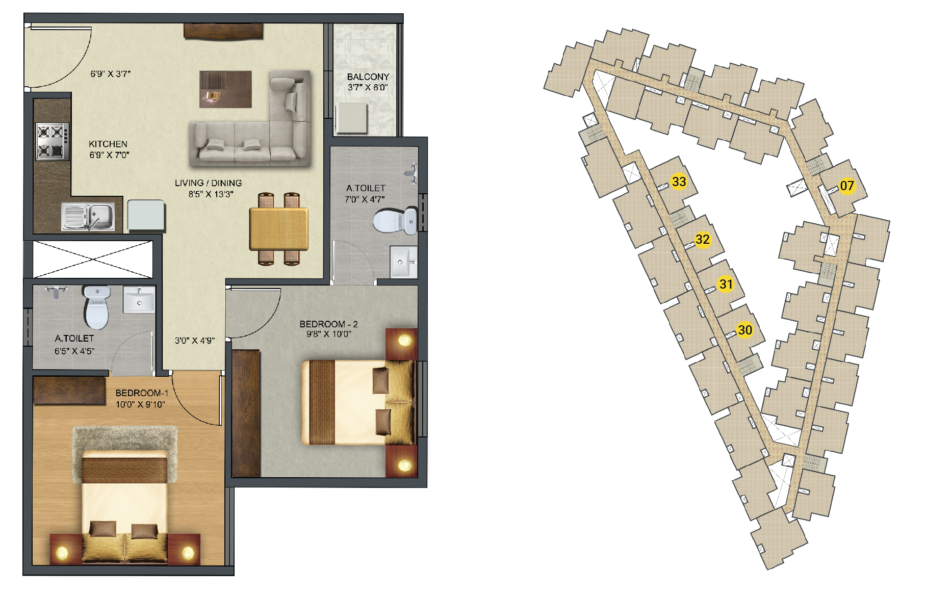 Live Smart: Exploring a Functional 745 sq. ft. 2 BHK at Sowparnika Sunray