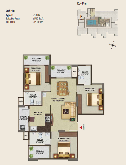 Sowparnika Edifice Type F 3bhk 1410 sqft