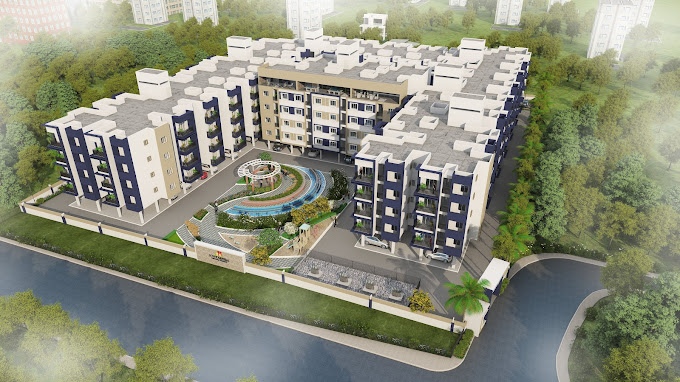 Sowparnika Spandan Day Elevation View - Modern Apartment Complex