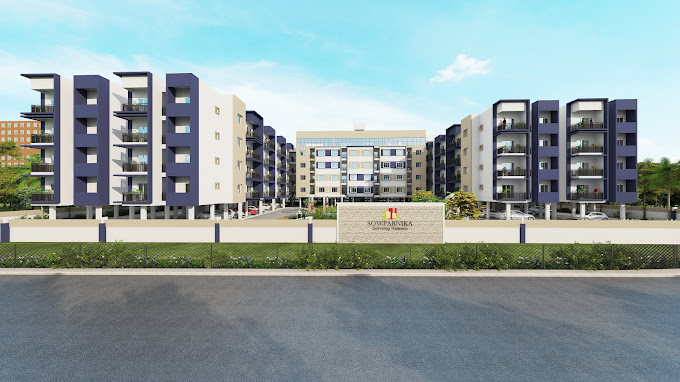 Sowparnika Spandan Modern and Inviting Front Elevation in Daylight